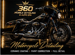 Black motorcycle with ceramic coating and water beading